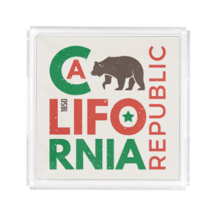 California With Grizzly Bear Logo Acrylic Tray