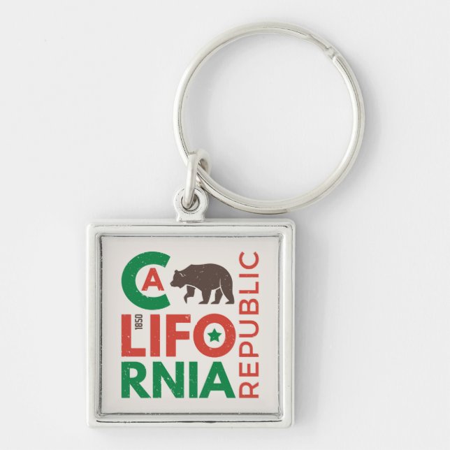 California With Grizzly Bear Logo Keychain (Front)