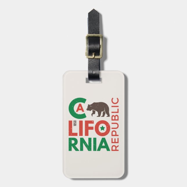 California With Grizzly Bear Logo Luggage Tag (Front Vertical)