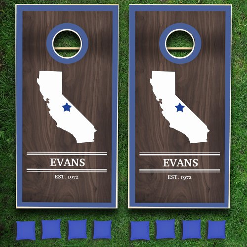 California Your Family Name Personalized Woodgrain Cornhole Set