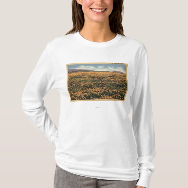 CaliforniaA Field of Californian Poppies T-Shirt (Front)