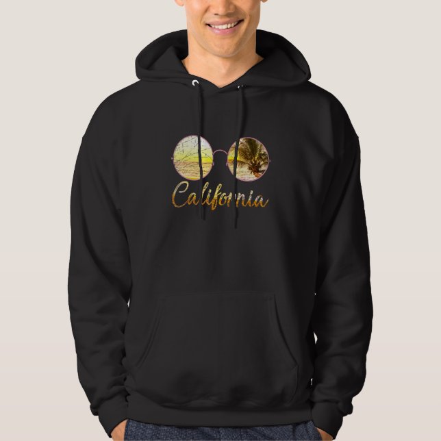 Californian Beach Summer Ca Sunglasses Sunset Cali Hoodie (Front)