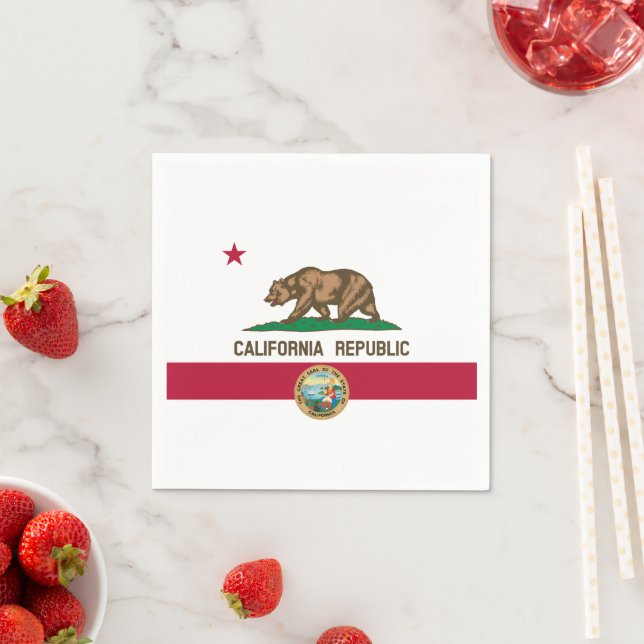 Californian Flag & Seal, Flag of California Napkins (Insitu)