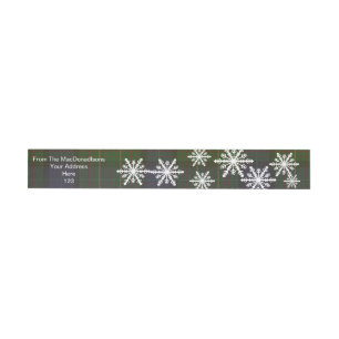 Californian tartan plaid and Xmas snowflakes Wrap Around Address Label