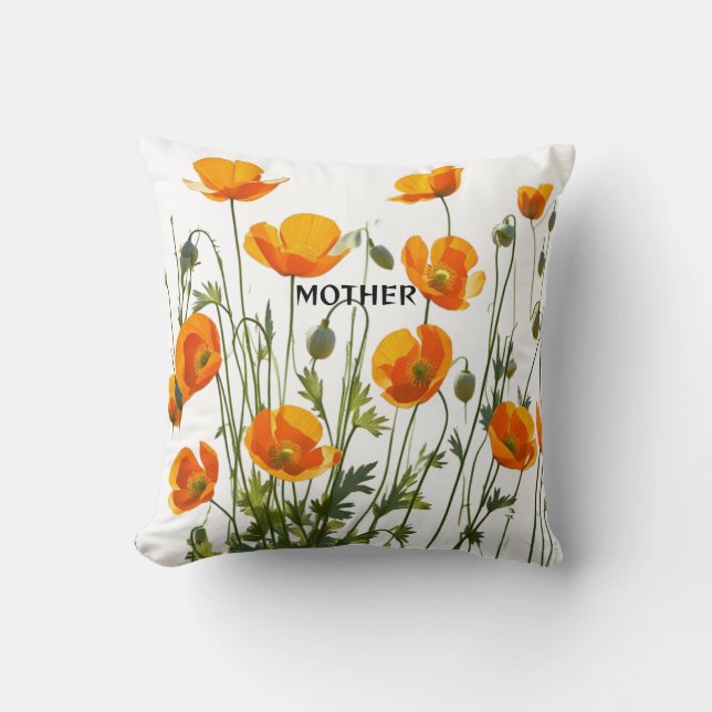 Californian/Welsh Poppies. Mother's Day gift Throw Pillow (Front)