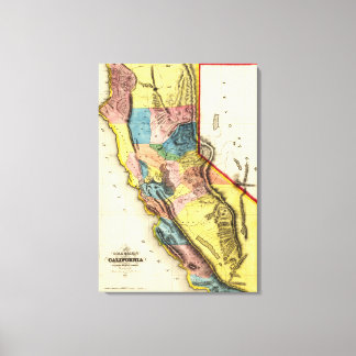 CaliforniaPanoramic Map Canvas Print