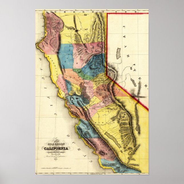 CaliforniaPanoramic Map Poster (Front)