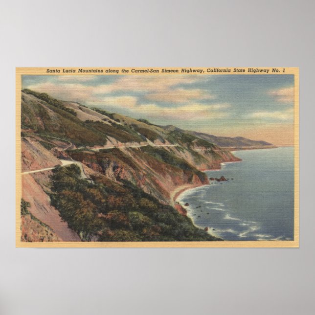 CaliforniaSanta Lucia Mts along Hwy 1 Poster (Front)