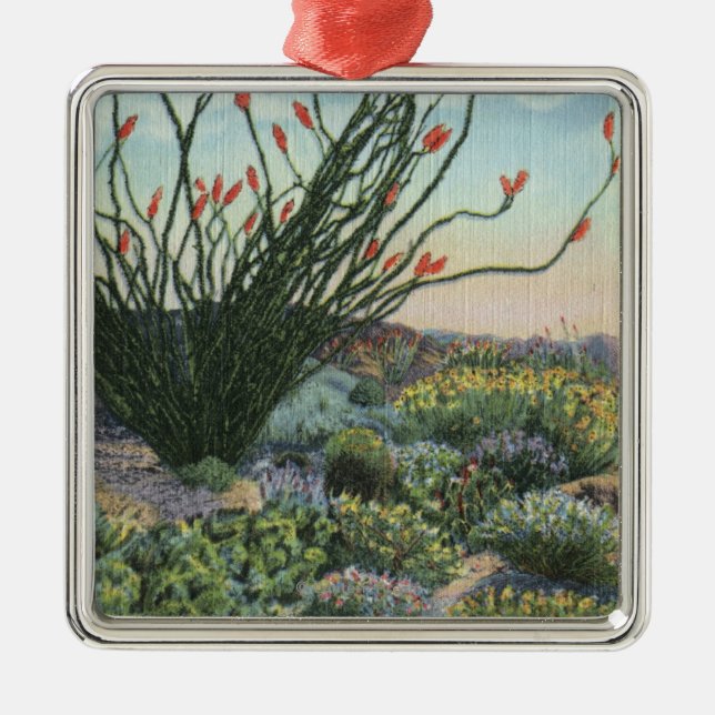 CaliforniaView of Cacti in Bloom Metal Ornament (Front)