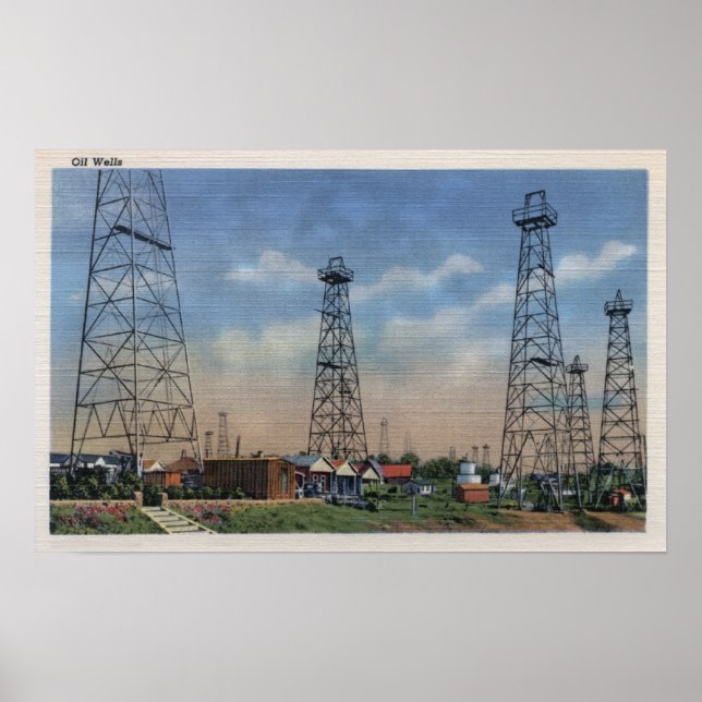 CaliforniaView of Oil Wells Poster (Front)