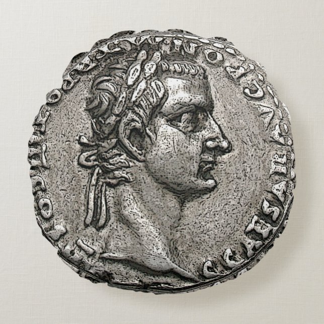Caligula Roman Emperor 🏛️ Gaius Caesar Old Coin  Round Pillow (Front)