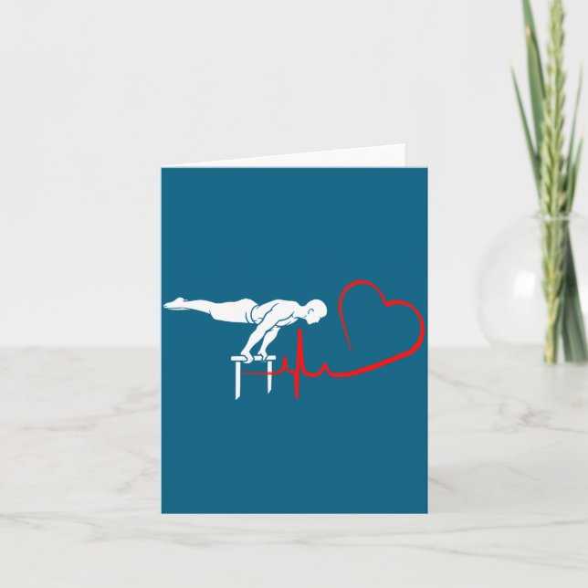 Calisthenics Planche Heartbeat Gymnast Fitness Hum Card (Front)