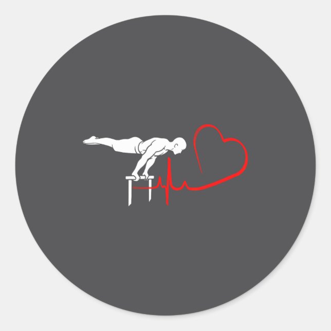 Calisthenics Planche Heartbeat Gymnast Fitness Hum Classic Round Sticker (Front)