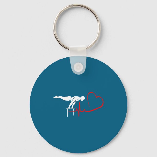 Calisthenics Planche Heartbeat Gymnast Fitness Hum Keychain (Front)