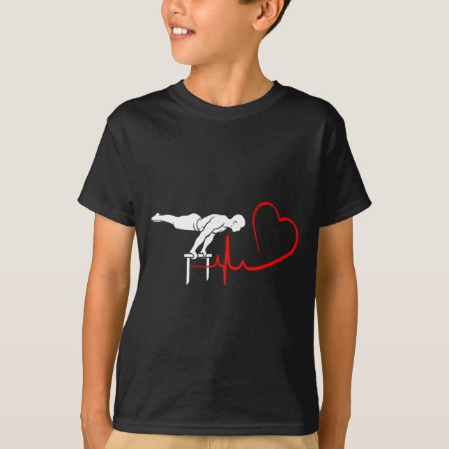 Calisthenics Planche Heartbeat Gymnast Fitness Hum T-Shirt (Front)