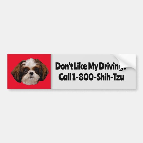 Call 1_800_shih_tzu funny dog red and white bumper sticker