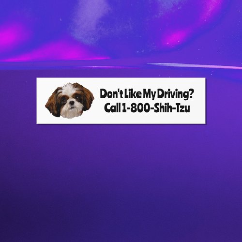 Call 1_800_shih_tzu funny dog white bumper sticker