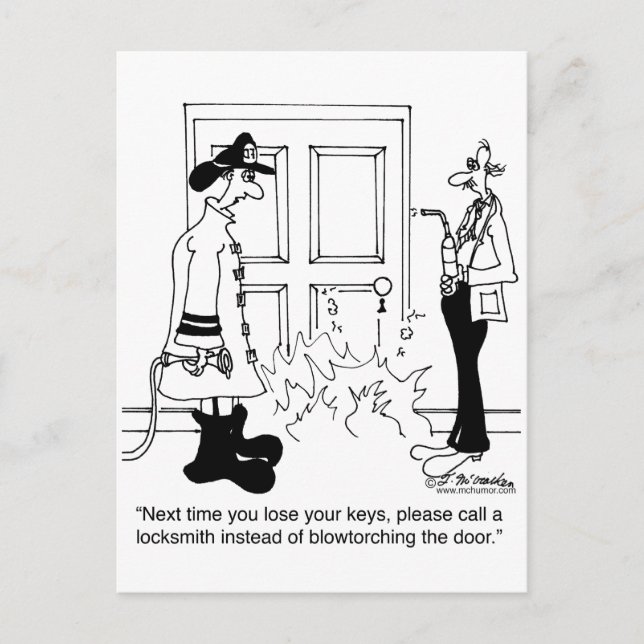 Call A Locksmith Before Using a Blowtorch Postcard (Front)