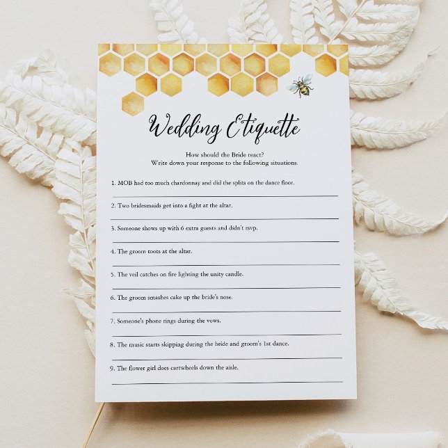 CALL Bee Wedding Etiquette 911 Bridal Shower Game Invitation (Creator Uploaded)