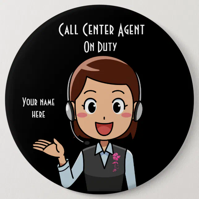 Call Center Agent On Duty Black Button | Zazzle