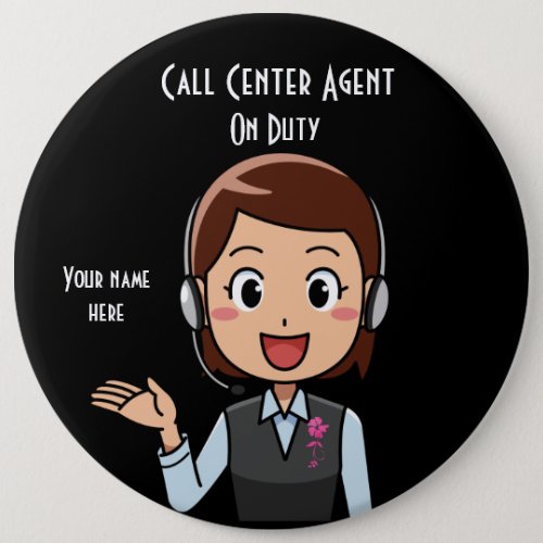Call Center Agent On Duty Black Button