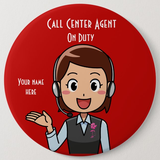 Call Center Agent On Duty Red Button (Front)