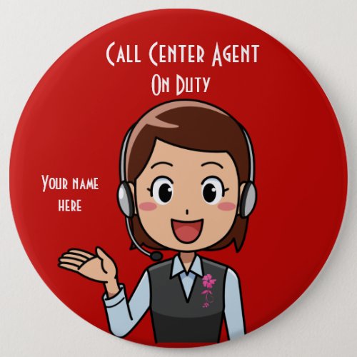 Call Center Agent On Duty Red Button
