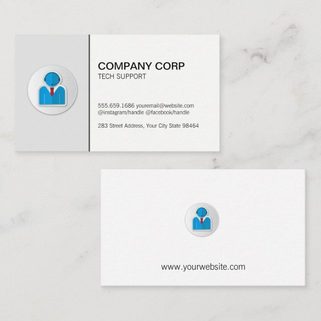 Call Center | Business Man Headset Logo Appointment Card (Front/Back)