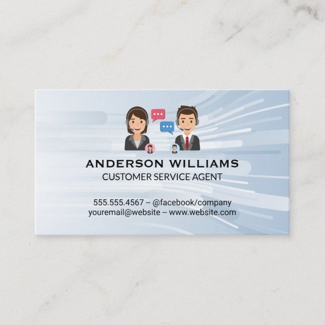 Call Center Customer Support | People Chatting Business Card (Front)