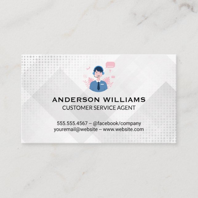 Call Center Customer Support | People Chatting Business Card (Front)
