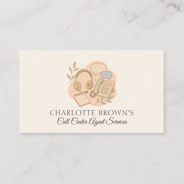 Call Center Customer Support Virtual Assistant Business Card (Front)