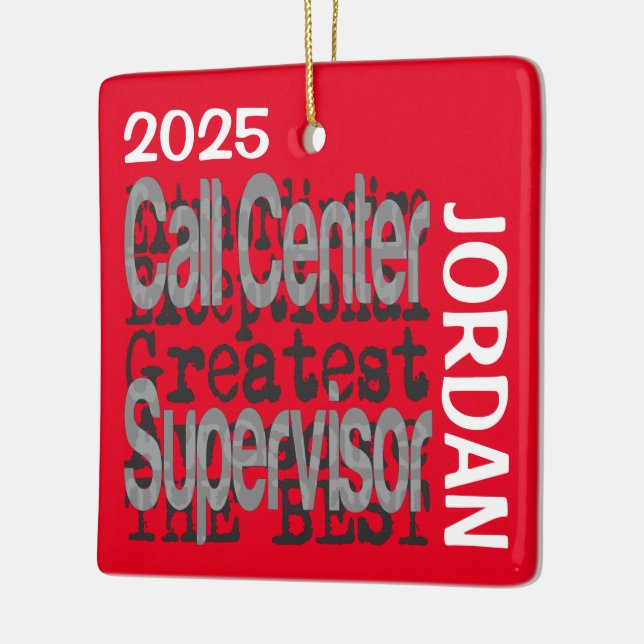 Call Center Supervisor Extraordinaire CUSTOM Ceramic Ornament (Left)