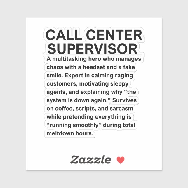 Call center supervisor sticker (Sheet)