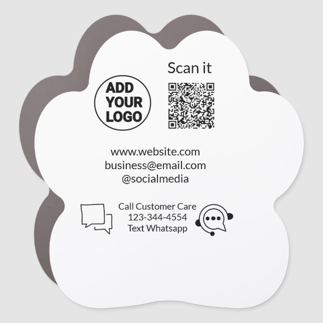 Call customer care text whatsapp Q R code business Car Magnet (Front)