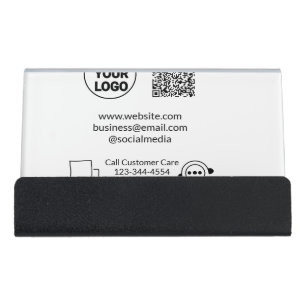 Call customer care text whatsapp Q R code business Desk Business Card Holder