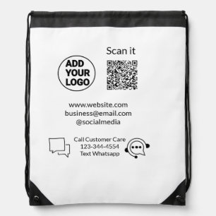 Call customer care text whatsapp Q R code business Drawstring Bag