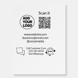 Call customer care text whatsapp Q R code business Foam Board