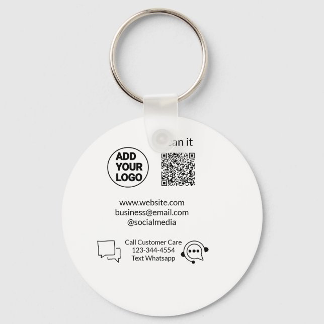Call customer care text whatsapp Q R code business Keychain (Front)