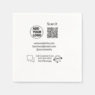 Call customer care text whatsapp Q R code business Napkins