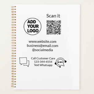Call customer care text whatsapp Q R code business Planner