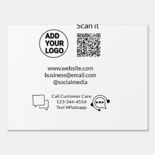 Call customer care text whatsapp Q R code business Sign