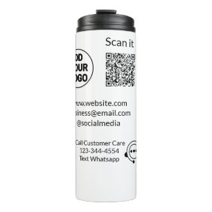 Call customer care text whatsapp Q R code business Thermal Tumbler