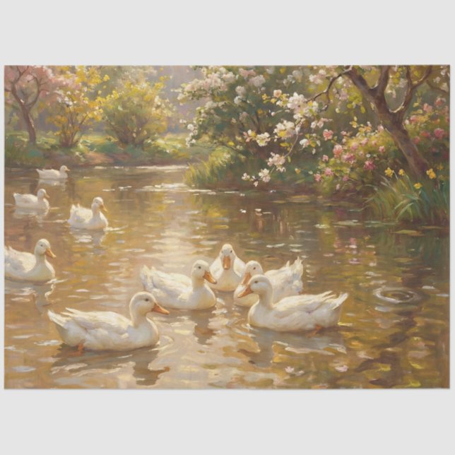 Call Ducks on the Pond Decoupage Tissue Paper (Front)