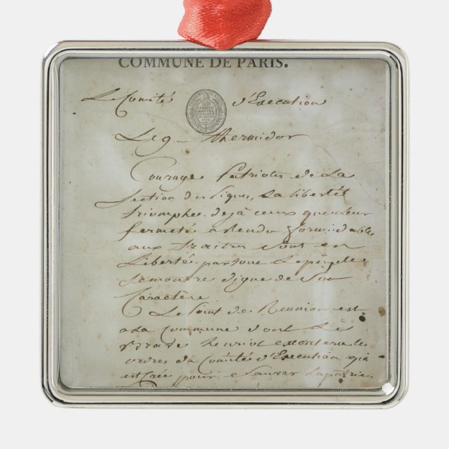 Call from Maximilien de Robespierre Metal Ornament (Front)