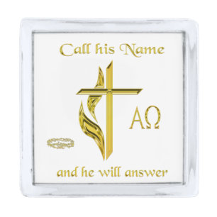 Call his name silver finish lapel pin