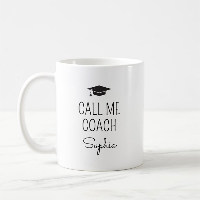 Call Me Coach Personalized Name Coffee Mug (Left)