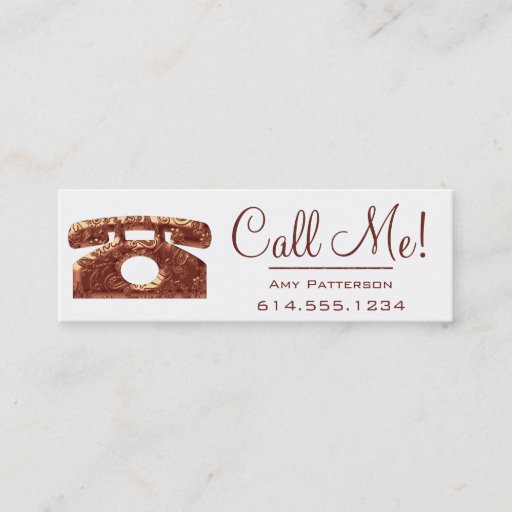 Customizable Call Me! Copper Telephone Dating Profile Cards 2 Business Card Template
