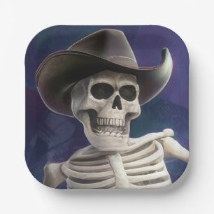 Call Me "Doc Bones", Halloween Cowboy Skeleton  Paper Plates