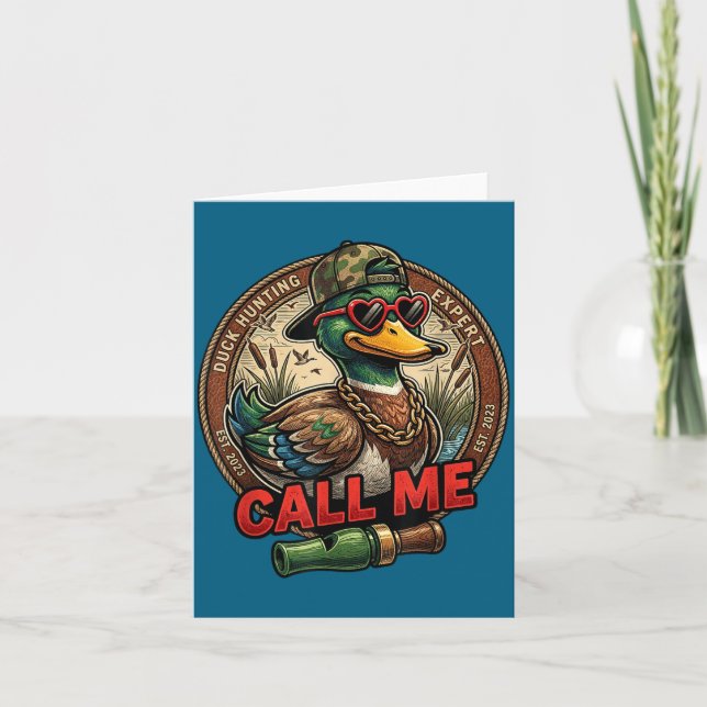 Call Me Duck Hunting Retro Valentine's Day Men Wom Card (Front)