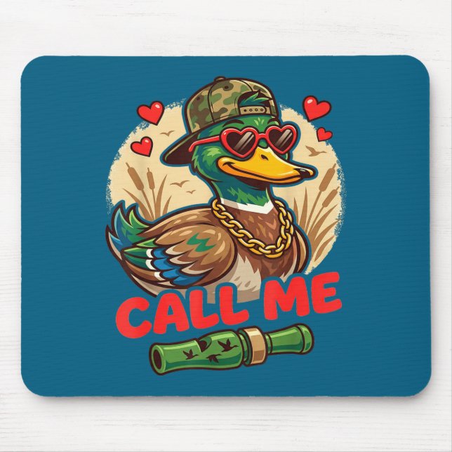 Call Me Duck Hunting Retro Valentine's Day Men Wom Mouse Pad (Front)